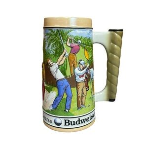 Budweiser sports series beer stein featuring golf theme 1992
